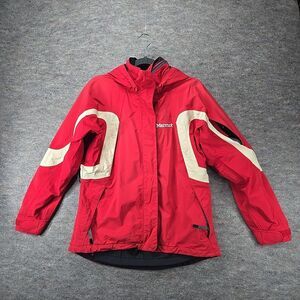 Marmot Jacket Red Hooded Ski Snowboard Parka Zip Outdoor Winter Womens Sz M